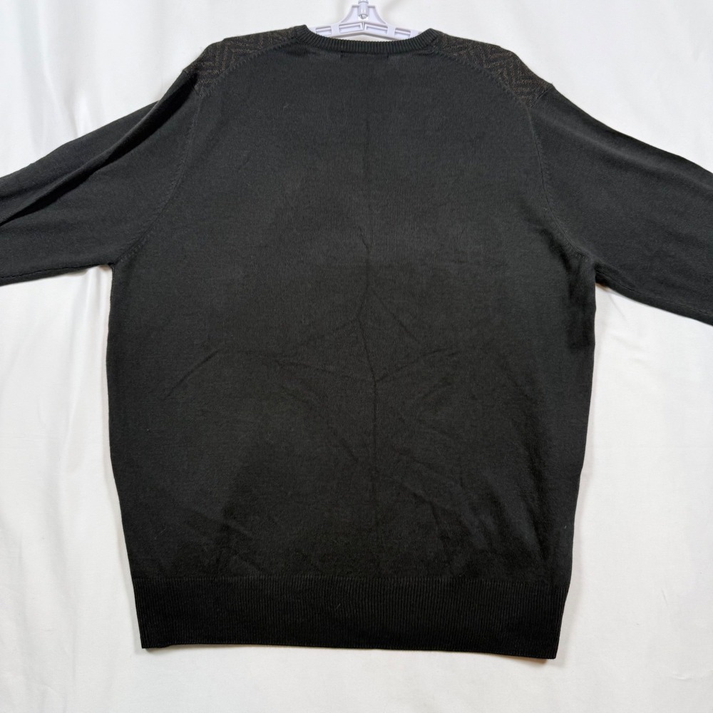 Geoffrey Beene Mens V Neck Sweater XL Black Herringbone Knit Pullover NWT - Picture 5 of 9